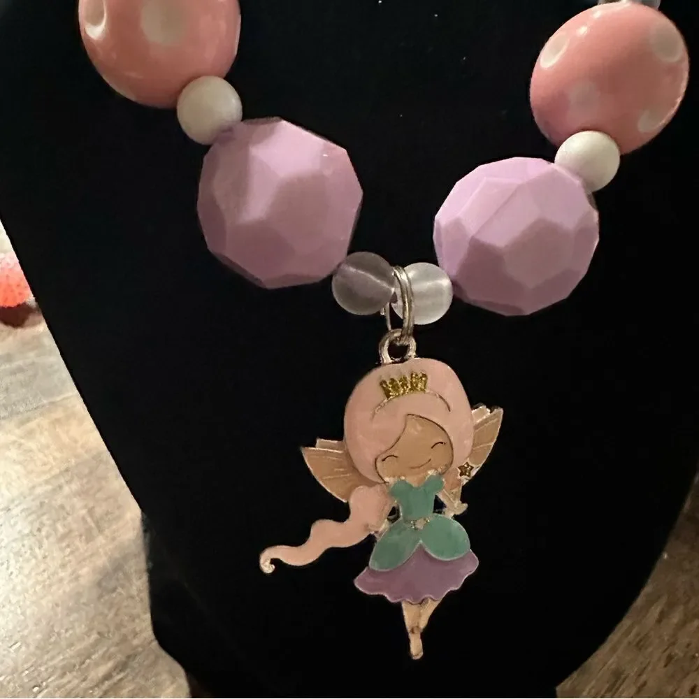 NWOT - Toddler/Girls Adjustable Beaded Necklace Ballerina Pendant - Ballet